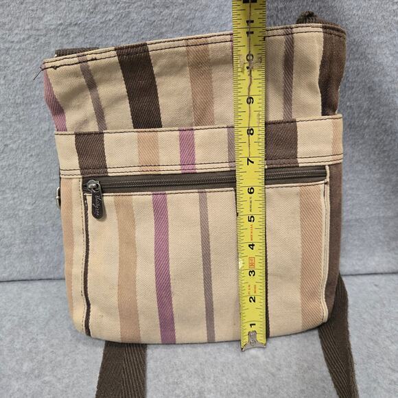 Thirty One Organizing Shoulder Bag Crossbody In Purple Twill Stripe - Picture 8 of 8